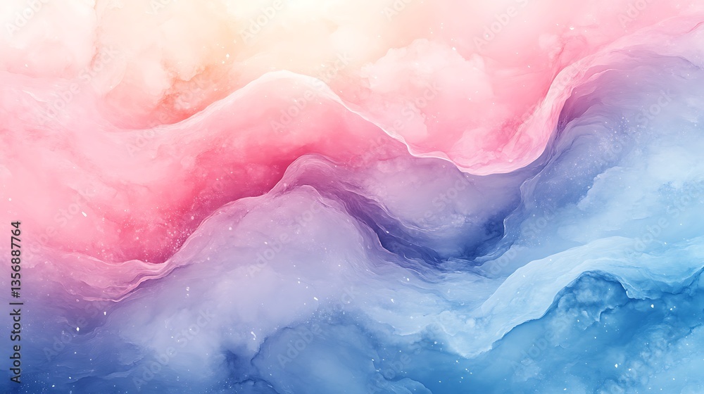 Fototapeta premium Abstract pastel watercolor background with smooth, flowing color gradients, subtle brush textures, soft lighting, high-resolution artistic detail, calming and elegant composition. --ar 16:9