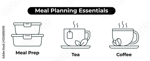 Meal Planning Essentials. Meal Prep, Tea, Coffee. Kitchen & Diet.
