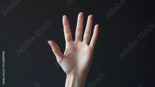 woman hand with  Hand Waving, Greeting, and Friendly Sign of Hello isolated on white background