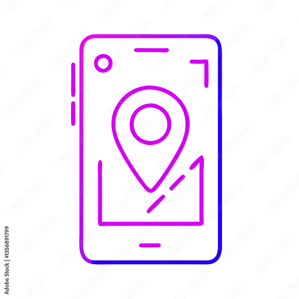 Smartphone with Location Pin Icon in Stylish Gradient Colors Smartphone with Location Pin Icon in Stylish Gradient Colors