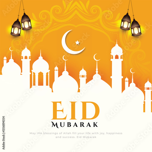 Eid mubarak Islamic festival background with mosque