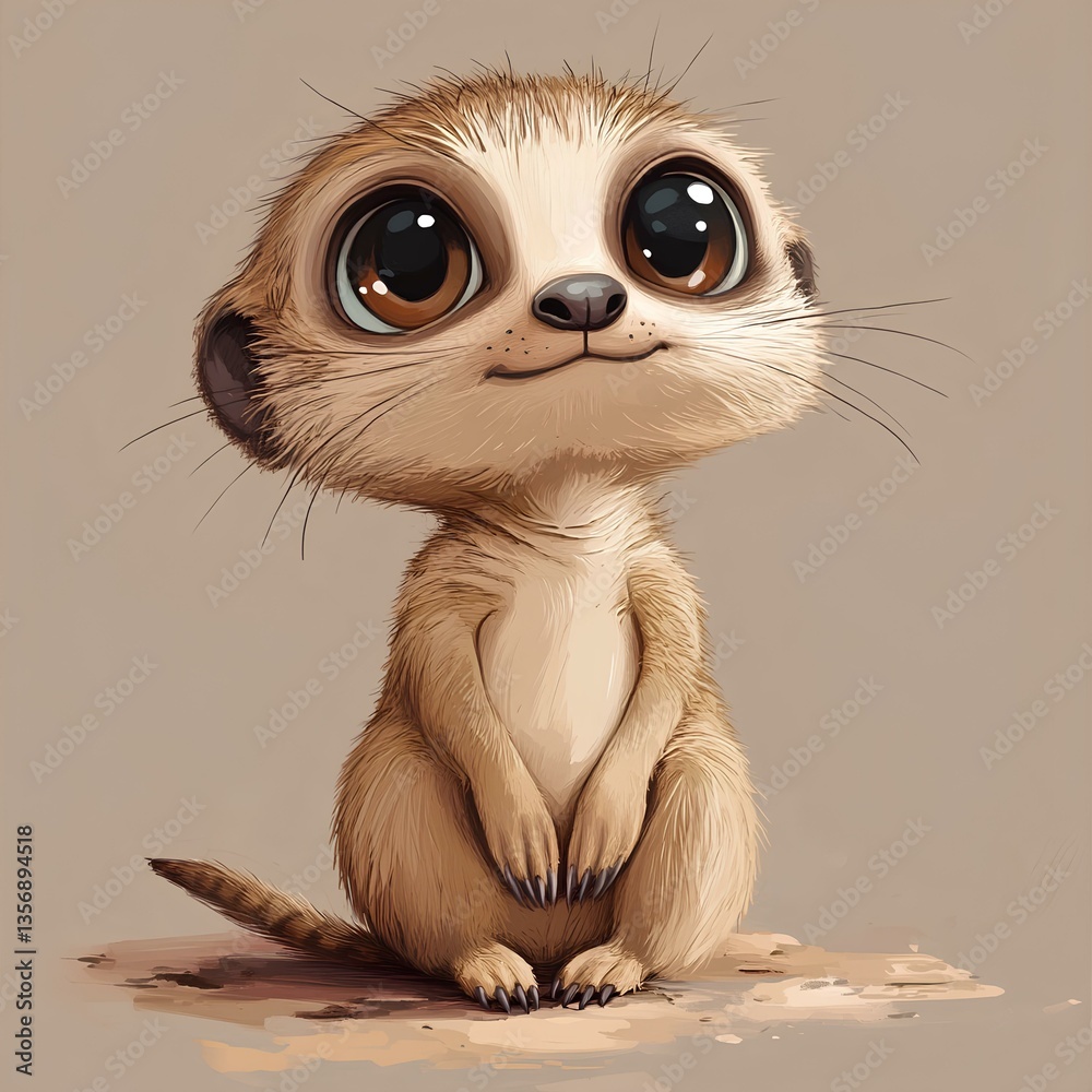 Cute baby Nervous meerkat character, cartoon, webtoon, illustration.