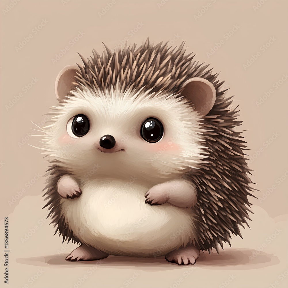Cute baby Fluffy hedgehog character, cartoon, webtoon, illustration.