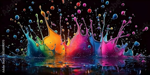 Fototapeta Naklejka Na Ścianę i Meble -  Colorful splattering paint - HD Wallpaper. Finest generative AI