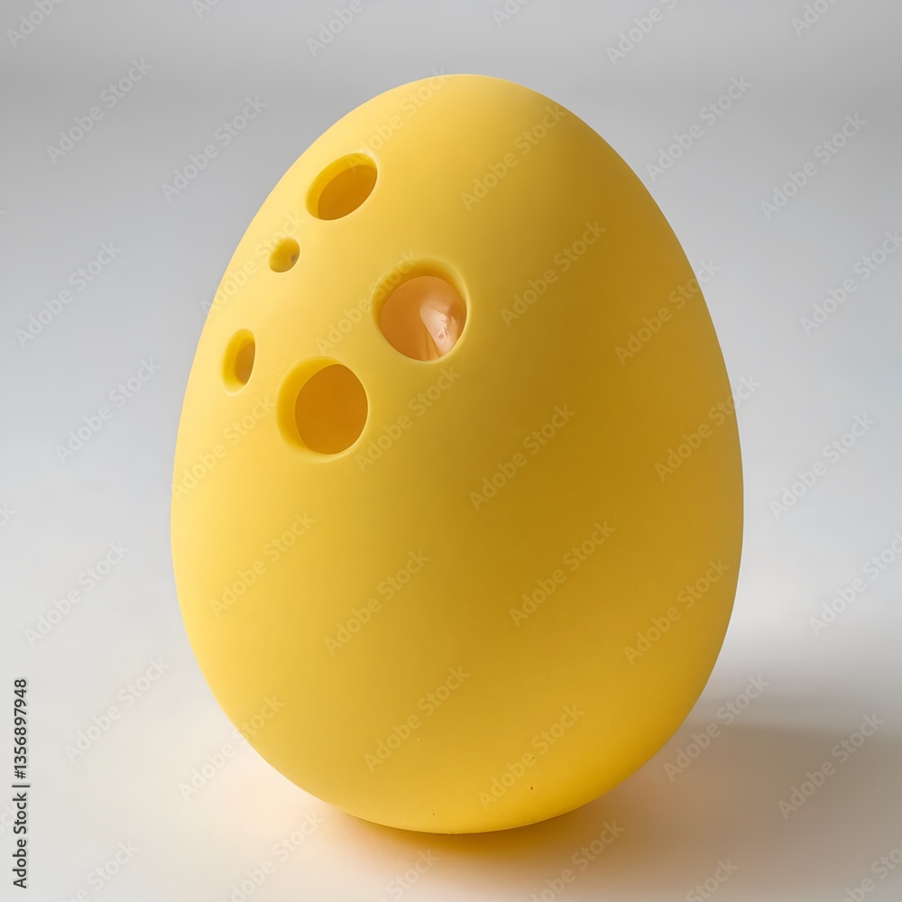 Fototapeta premium Yellow Egg-Shaped Object with Holes