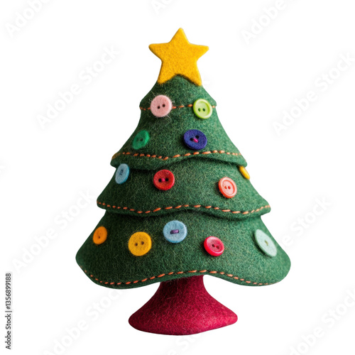 Wallpaper Mural Charming felt christmas tree decorated with colorful ornaments and festive accessories for a cozy holiday atmosphere , white isolate background Torontodigital.ca