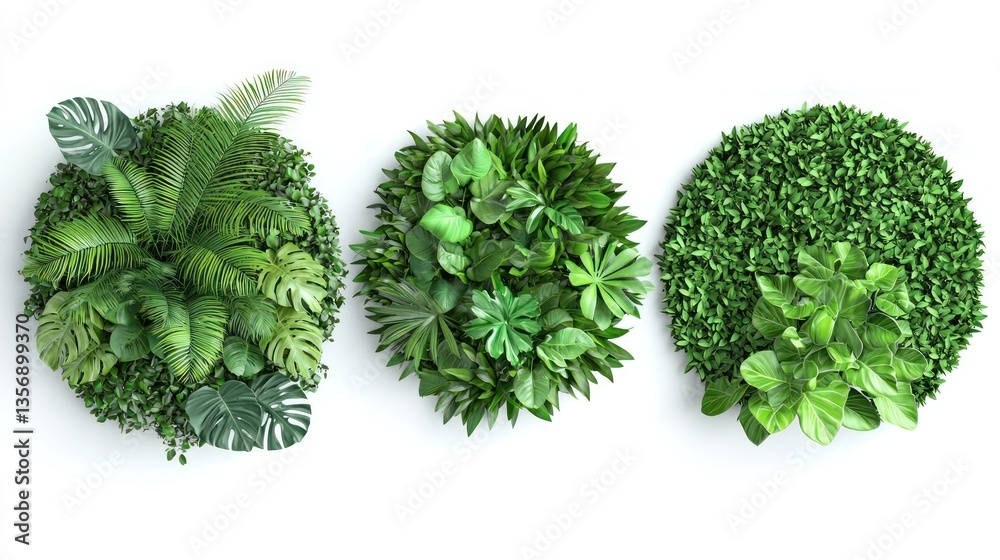 Fototapeta premium Circular Tropical Garden Wall Panels Collection