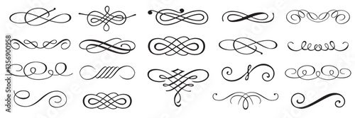Set of decorative swirl calligraphic divider elements