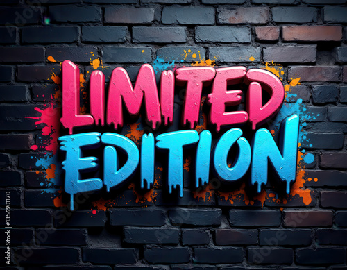 Limited edition graffiti art on brick wall design for urban posters