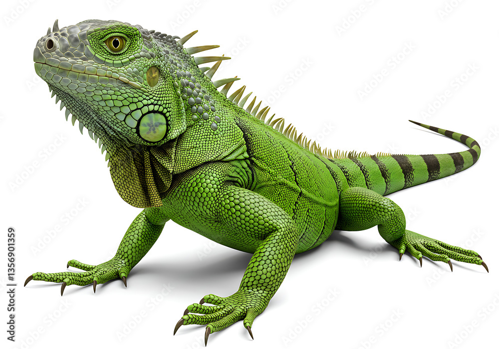 Fototapeta premium Realistic Green Iguana - PNG Image