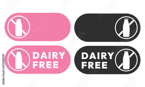 Set dairy free sign or Dairy free symbol vector isolated in flat style. Best Dairy free sign vector for product packaging design element. Dairy free symbol for packaging design element.