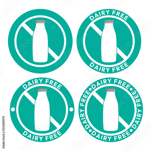 Set dairy free sign or Dairy free symbol vector isolated in flat style. Best Dairy free sign vector for product packaging design element. Dairy free symbol for packaging design element.