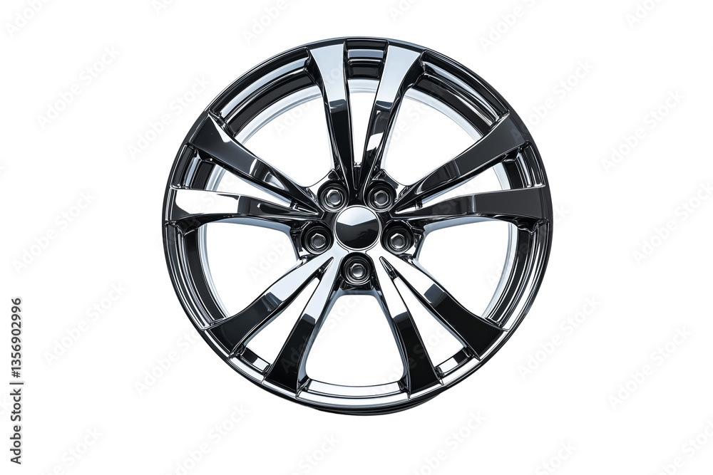 Fototapeta premium Chrome Car Wheel with Modern Design – Transparent Background