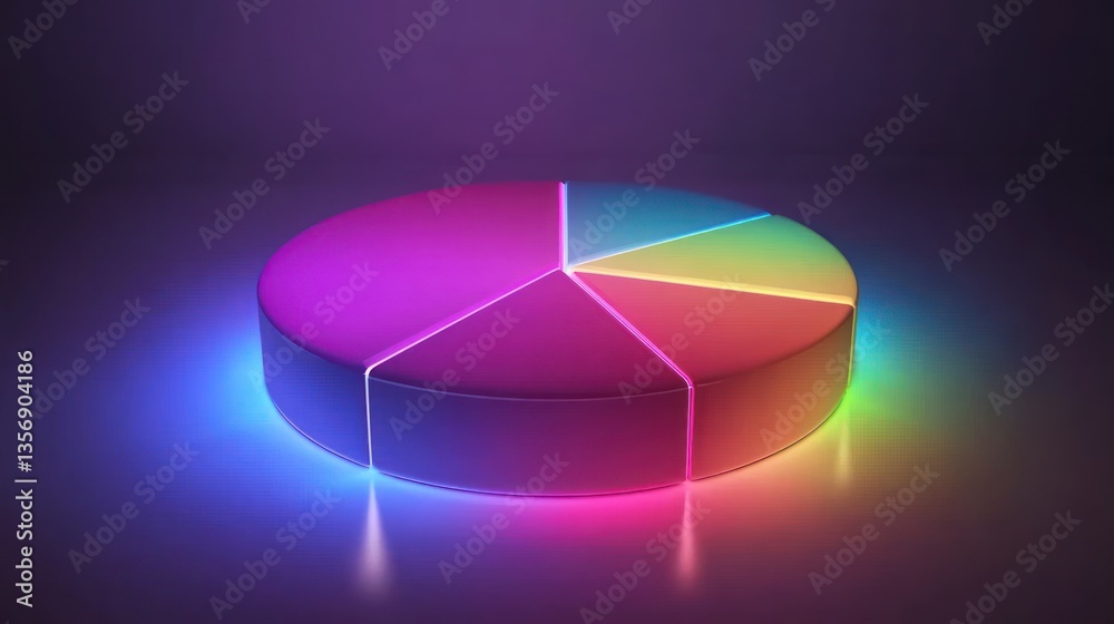 Obraz premium Neon Pie Chart Data Analysis Studio