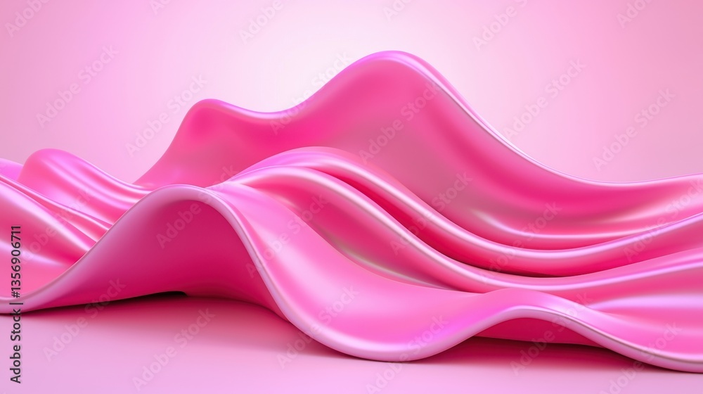 Whical pastel pink sculptures that resemble flowing waves of molten candy filling a dreamy pink room interior design style