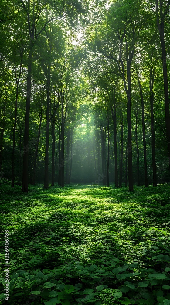 Obraz premium Sunlight forest trees green nature landscape high resolution photo