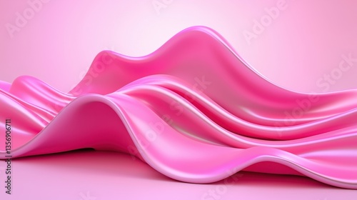 Obraz na płótnie Whical pastel pink sculptures that resemble flowing waves of molten candy filling a dreamy pink room interior design style w salonie