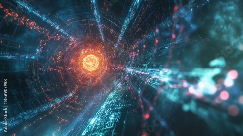 Obraz na plátne Moonlight Sprawling Network Overview Core Tower Virus
