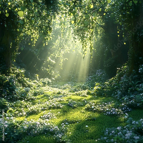 Tropical forest morning peaceful light high resolution image