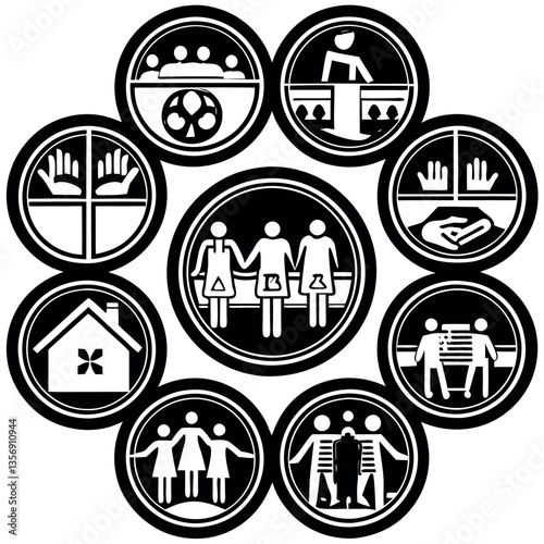 A high quality vector based solid icon set repress. 