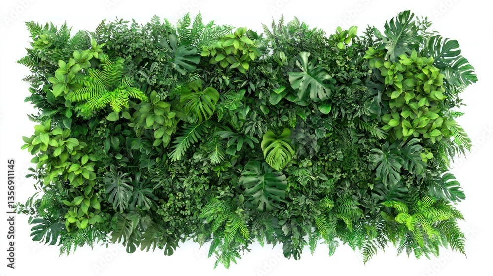 Naklejka premium Vibrant Green Tropical Plant Wall Panel