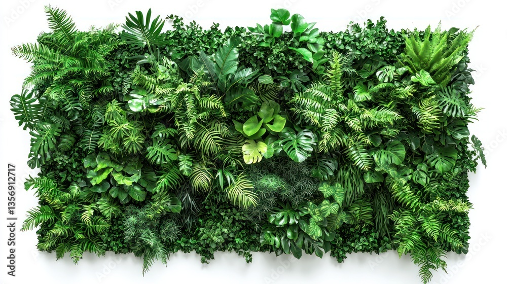 Naklejka premium Vibrant Green Tropical Plant Wall Panel