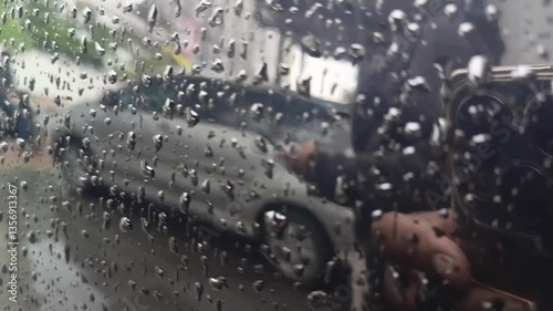 splashes of water that stick to the car body after a rainy day