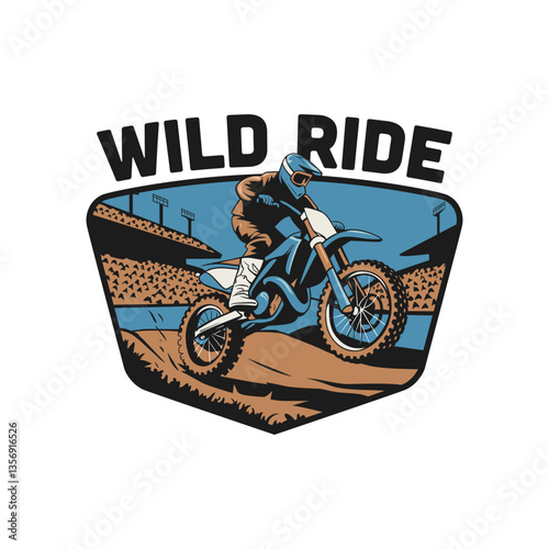 Rider performing a daring motocross stunt above the crowd