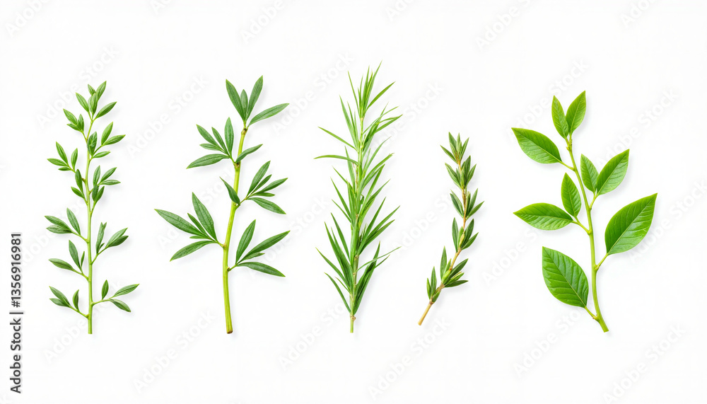 Fototapeta premium Fresh thyme sprigs illustrated in vibrant green, nature's essence