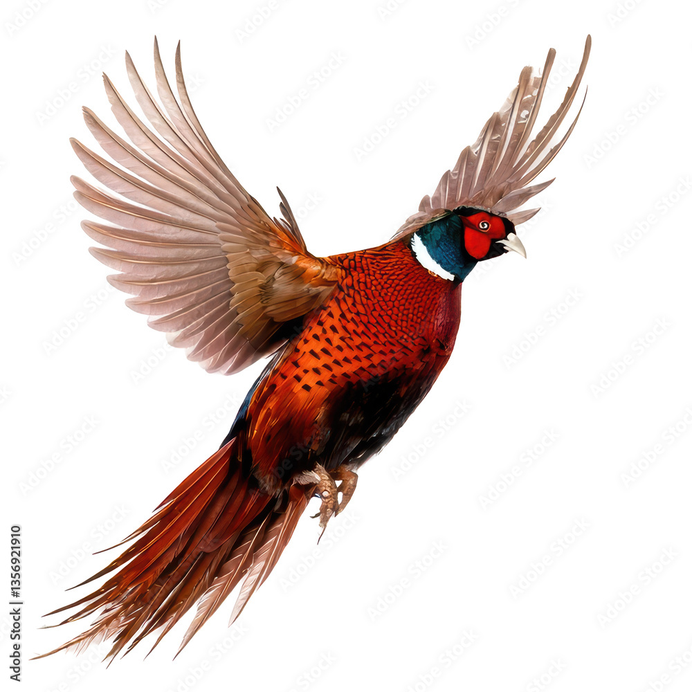 Obraz premium Vibrant Pheasant Flight on transparent background