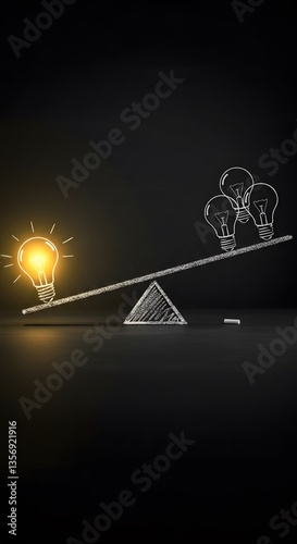 Only one light bulb that is glowing has more weight than many light bulbs that are not, less is more, success is a small idea, inspires and clarifies the concept