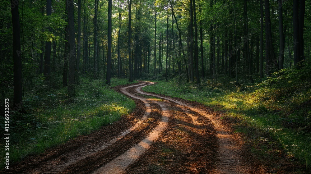 Naklejka premium Winding Forest Path