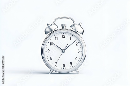 Wallpaper Mural A silver alarm clock shows the time on a white background Torontodigital.ca