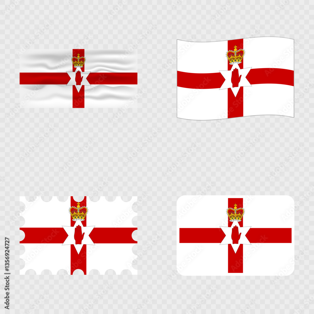 Fototapeta premium Northern Ireland national flag in four different styles.