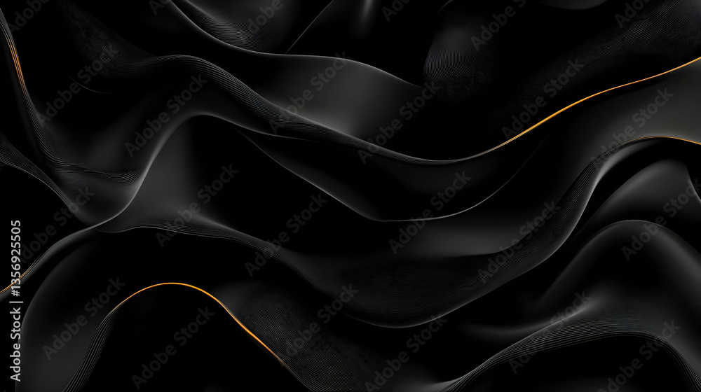 Obraz premium Abstract black waves with gold accents