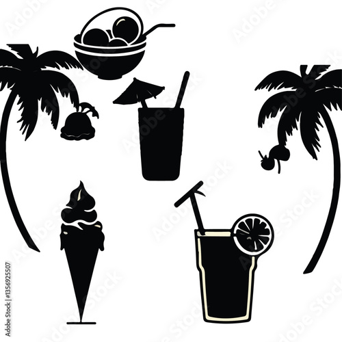 set of cocktails and drinks