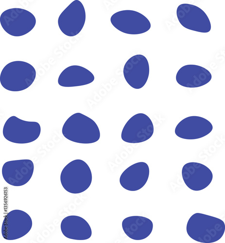 Collection of paint liquid blue speech blotch spot irregular vector form isolated on transparent background, random cube drops simple elements, organic amoeba blob shape in modern style fluid dynamic