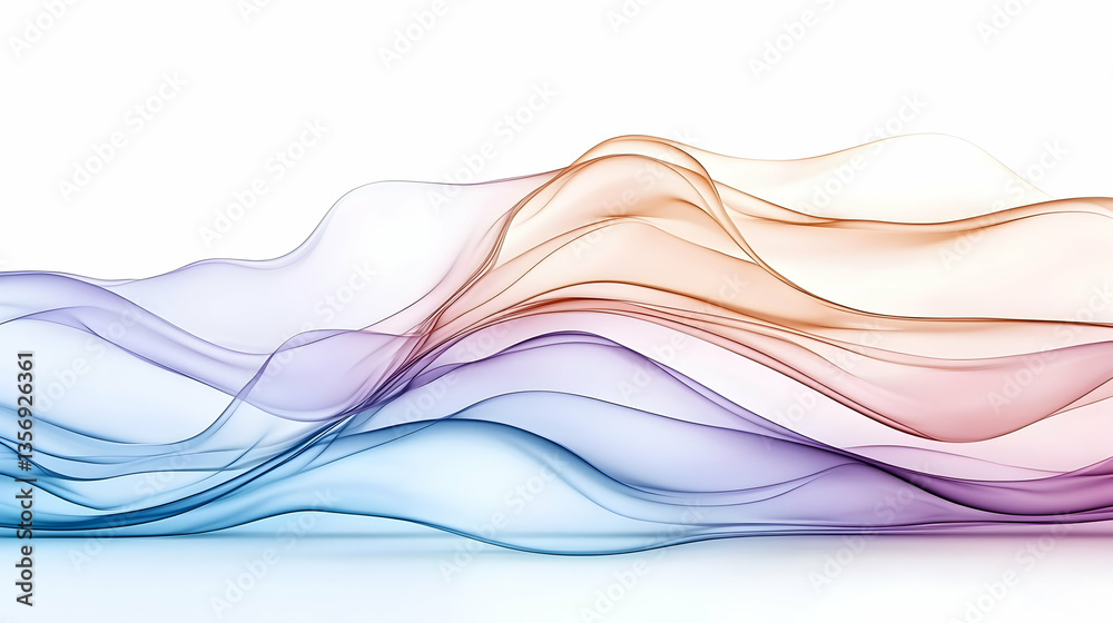 Obraz premium Abstract colorful translucent waves flowing smoothly on white background