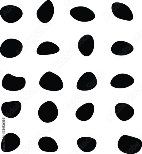 Collection of paint liquid black speech blotch spot irregular vector form isolated on transparent background, random cube drops simple elements, organic amoeba blob shape in modern style fluid dynamic