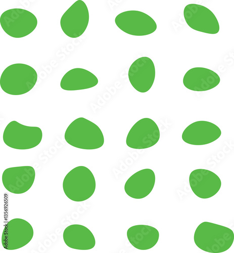 Collection of paint liquid green speech blotch spot irregular vector form isolated on transparent background, random cube drops simple elements, organic amoeba blob shape in modern style fluid dynamic