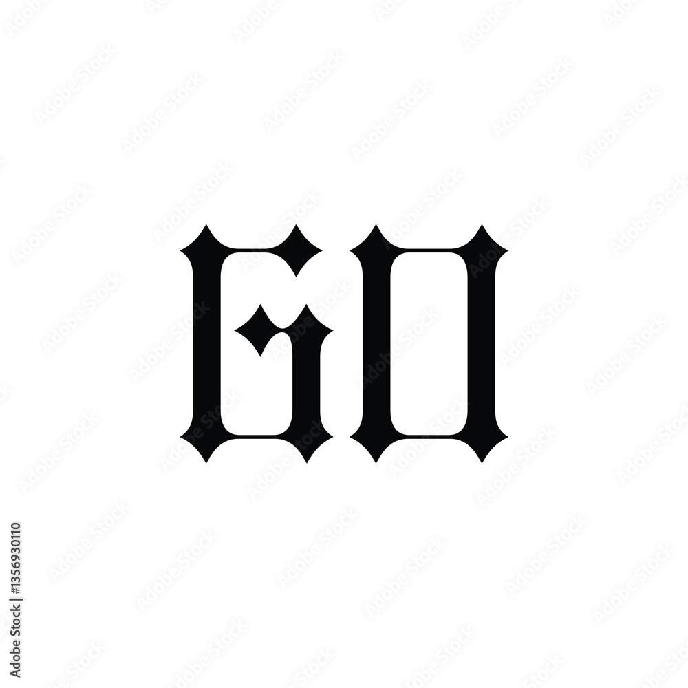 Fototapeta premium GO monogram logo design letter text name symbol monochrome logotype alphabet character simple logo