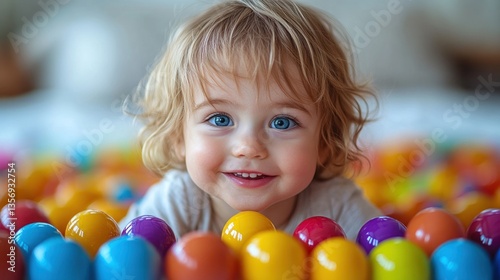 Adorable Toddler in a Ball Pit
