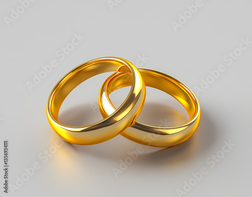 Eternal Bond: Two golden rings, symbolic of everlasting commitment, intertwined against a smooth, radiant surface, capturing the essence of love and unity.