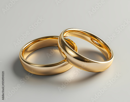 Eternal Bonds: Two golden wedding rings intertwined in a tender embrace. Symbols of everlasting love, unity and commitment. A visual ode to love, promise, and celebration of togetherness. 