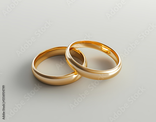 Golden Rings of Promise: Two exquisite gold wedding bands, symbolizing eternal love and commitment, rest elegantly together. Their polished surfaces gleam with subtle highlights.