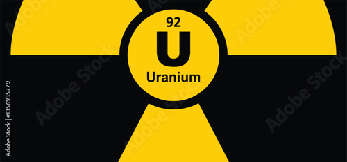 Radioactive elements, periodic table of elements. The four most common radioactive elements are uranium, radium, polonium, and thorium. Dangerous radiation. Toxic substances. Atomic mass and weight.