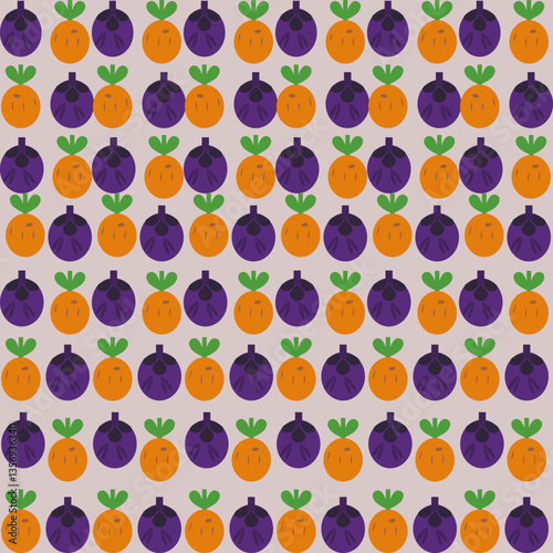 A vibrant fruit-themed vector pattern featuring a variety of fresh fruits in a playful and colorful design. Perfect for textiles, fashion prints, home decor, and packaging.