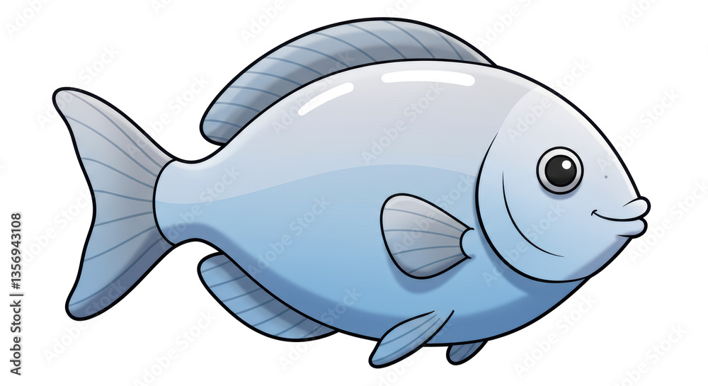 Isolated Silver Fish with a Smiling Face Isolated Silver Fish with a Smiling Face