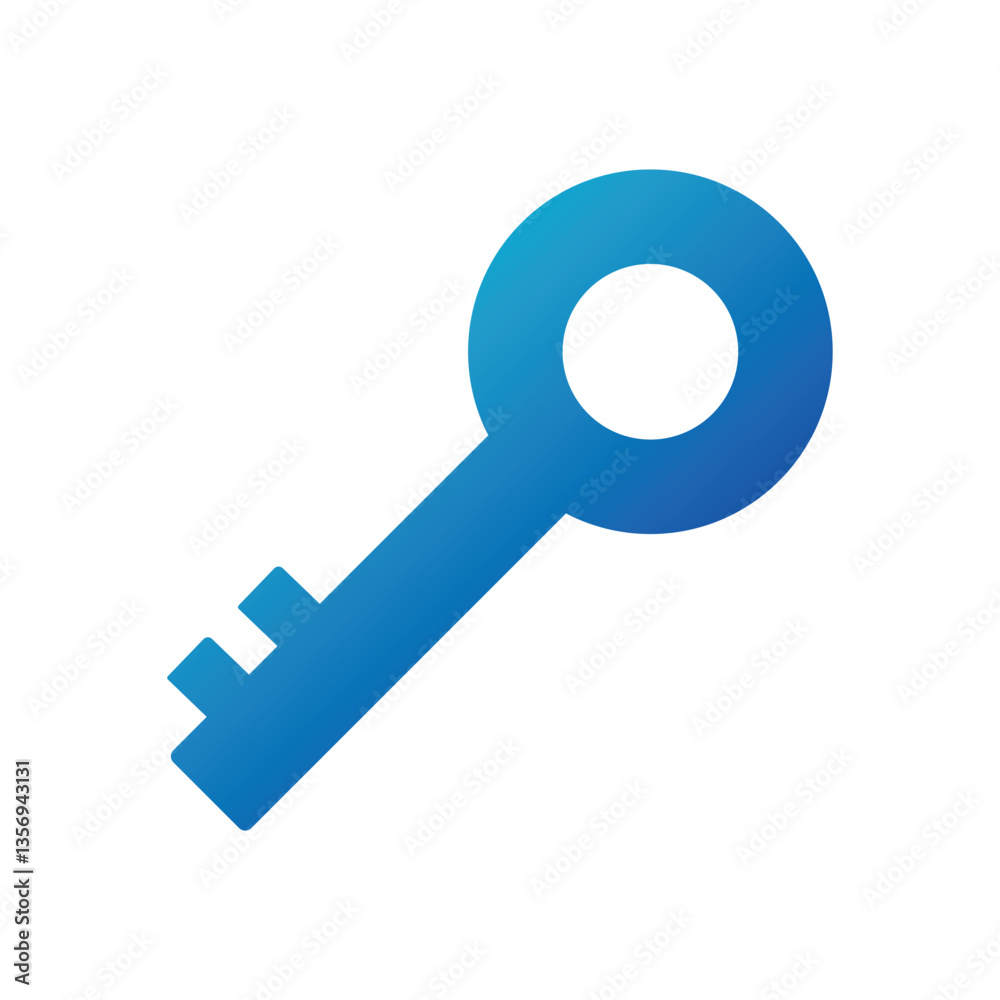 Simple Blue Key Icon Represents Access and Opportunity Simple Blue Key Icon Represents Access and Opportunity