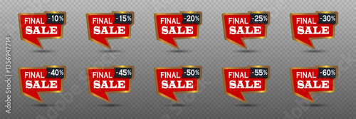 Set of discounts and mega sales banner price tag. Vector EPS10